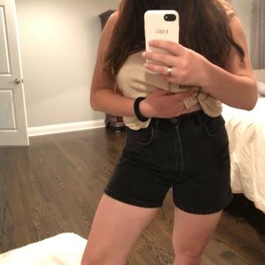 Zara Trafaluc Black Denim Jean Shorts High Waisted